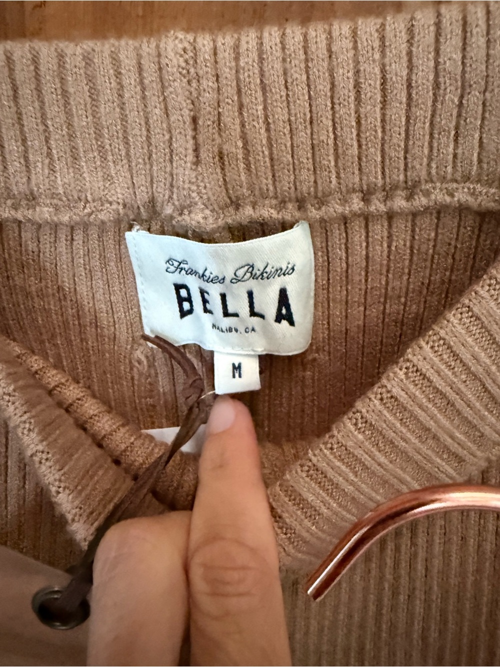 Frankie's Bikinis Tan Ribbed Track Pants & Button Cardigan Set - Picture 7 of 7